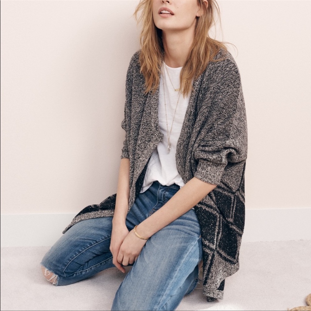 Madewell All Angles Geometric Dolman Sleeve Open Front Cardigan Size XS/S